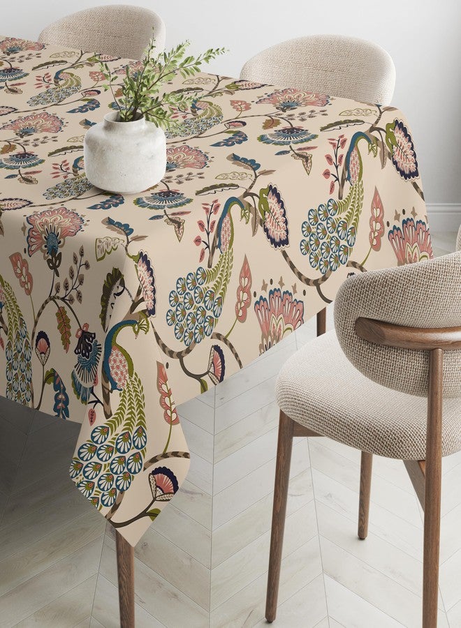 LOOMLYFE Cotton Rectangular Dining Table Cover for 6 Seater, Printed Table Cloth for Dining/Center Table, for Home Décor (Size - 90" x 60", BeigeAnokhi) - Image 2